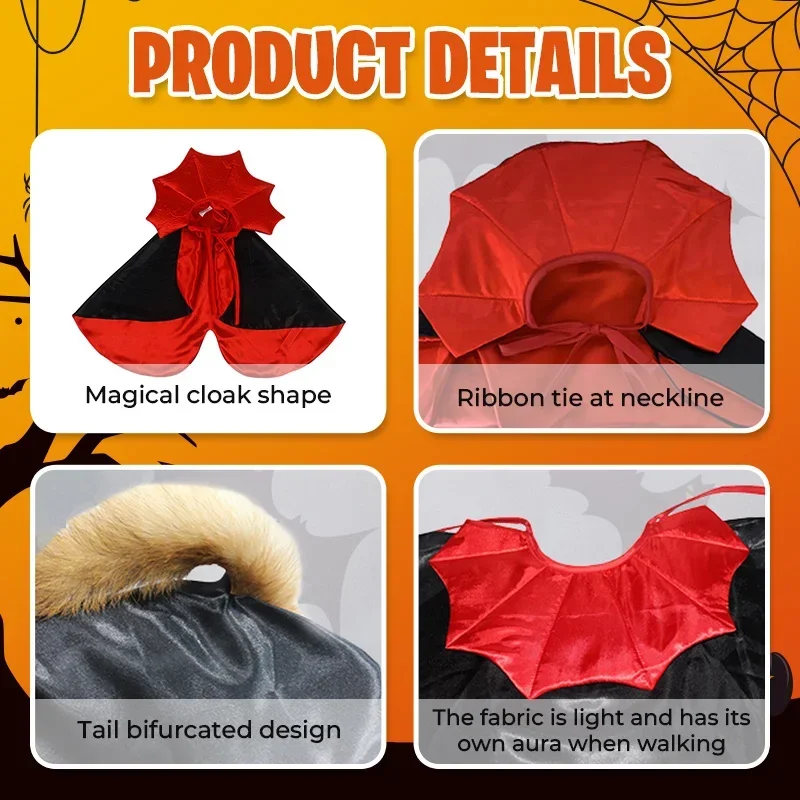 Vampire Cloak Halloween Pet Costumes Cute Cosplay for Small Dog Cat Kitten Puppy Dress Kawaii  Clothes  Accessoties