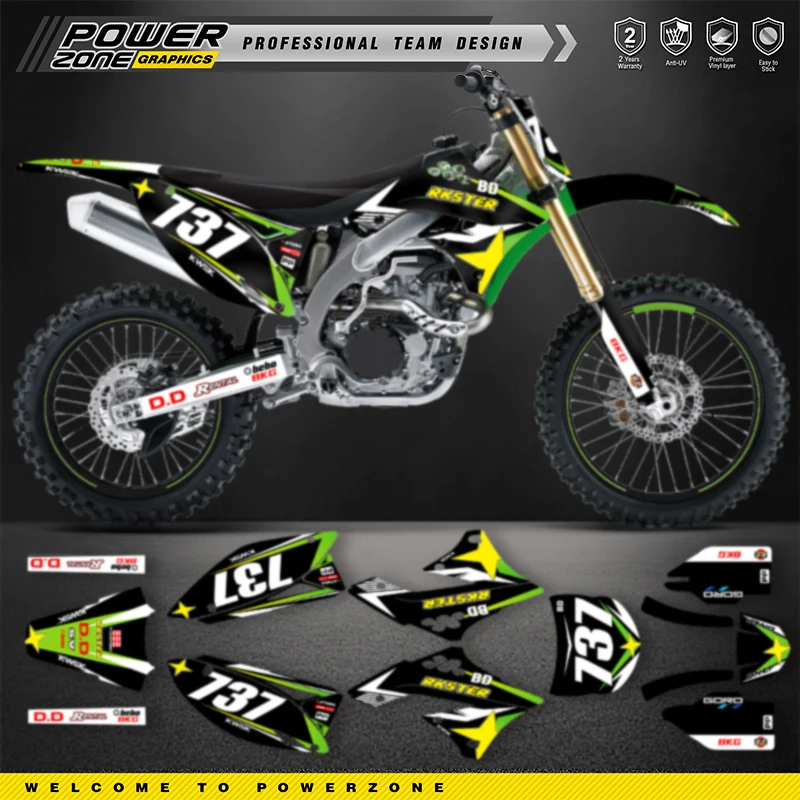 

PowerZone Custom Team Graphics Decals Stickers Kit For kawasaki KXF250 2009 2010 2011 2012 KX250F Protector Sticker Customize 01