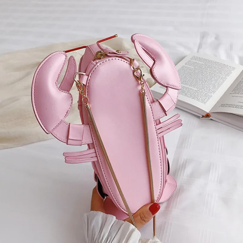 لطيف موضة جراد البحر نمط Crossbody حقيبة صغيرة بولي Leather جلد الفتاة سلسلة المحافظ وحقائب اليد المرأة حقيبة كتف حقيبة صغيرة 2025