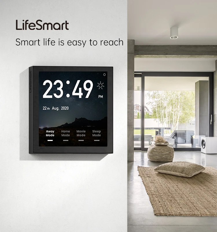 LifeSmart Nature Mini Touchscreen Smart Switch Temperatuurpaneel voor Smart Home-systeem Werkt met Google, Alexa en HomeKit