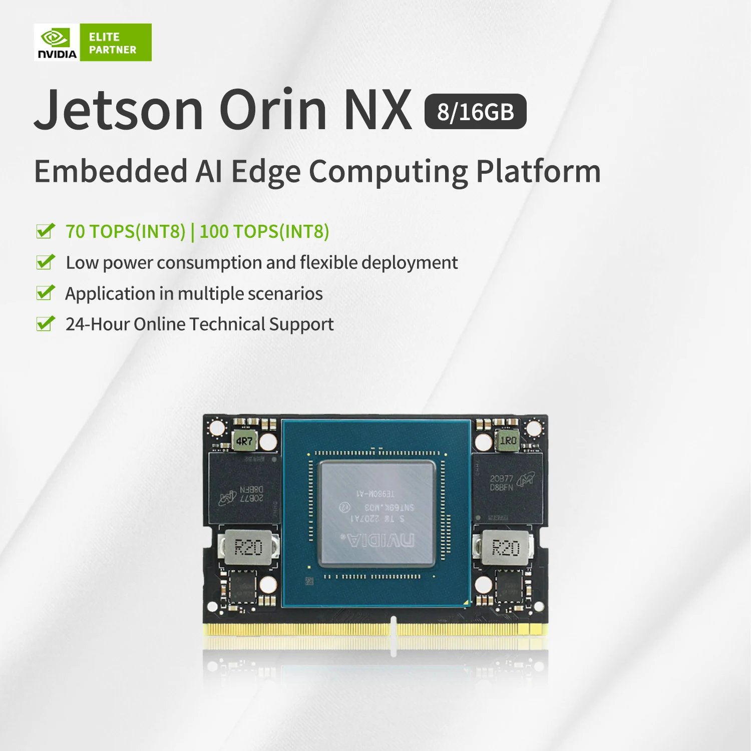 

Goldendisk Orin Nx 16gb Module 900-13767-0010-000 Ai Perf: 100 Tops Memory: 16gb 128-bit Lpddr5 || 102.4gb/s 1024-core