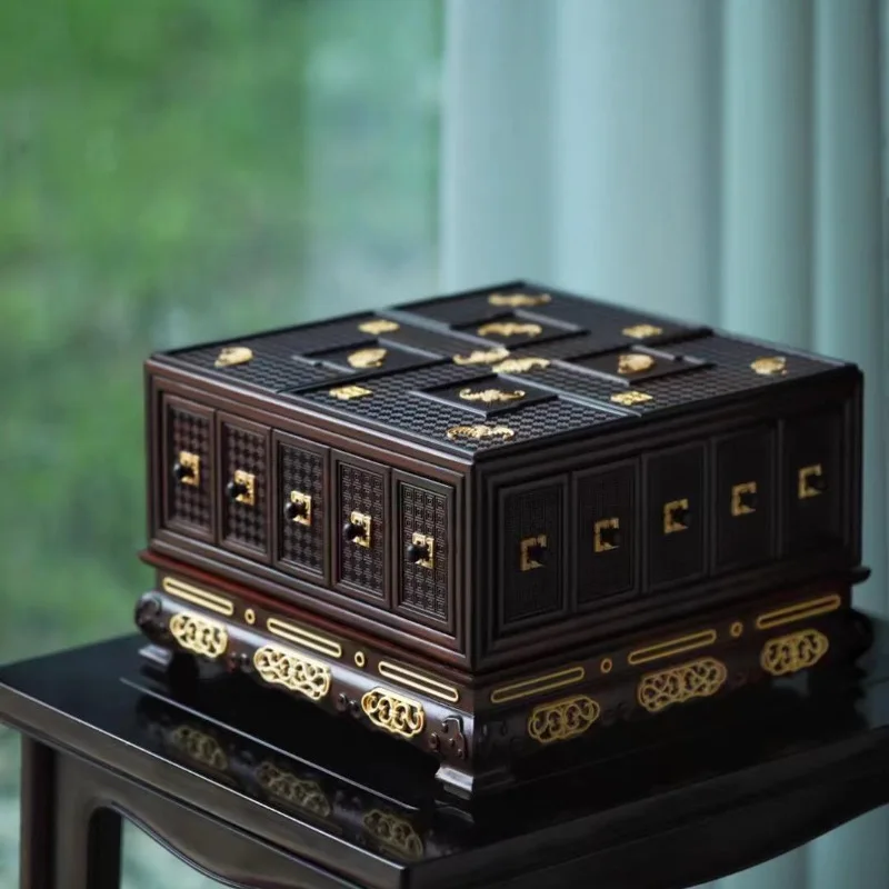 Wanzi Youfu Duo Treasure Box Chinese Solid Wood Jewelry Box Mahogany Jewelry Storage Box