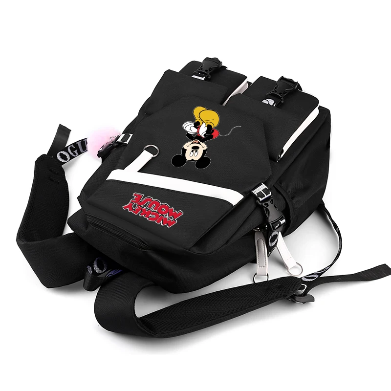 Mochila de Mickey Mouse para adolescentes y niños, morral escolar de lona, de dibujos animados, para viaje y ocio