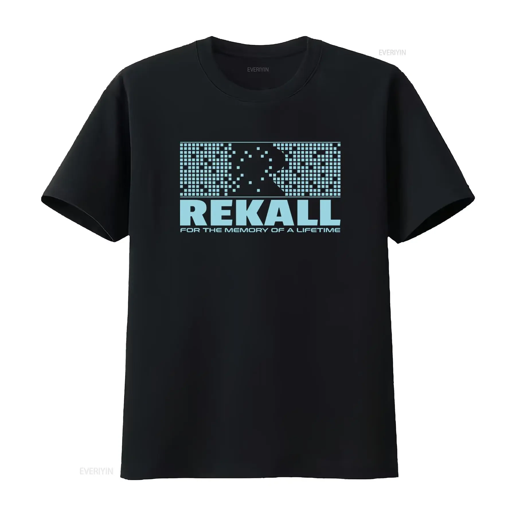 T-shirt Rekall Scifi inspiré de Total Recall, design rétro Pixel Art, streetwear vintage délavé, graphisme confortable