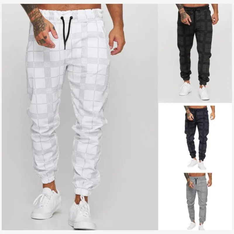 

Мужские повседневные брюки с цифровым принтом в клетку, облегающие осенние длинные брюки Faion Ci Sle, удобные брюки для отдыха