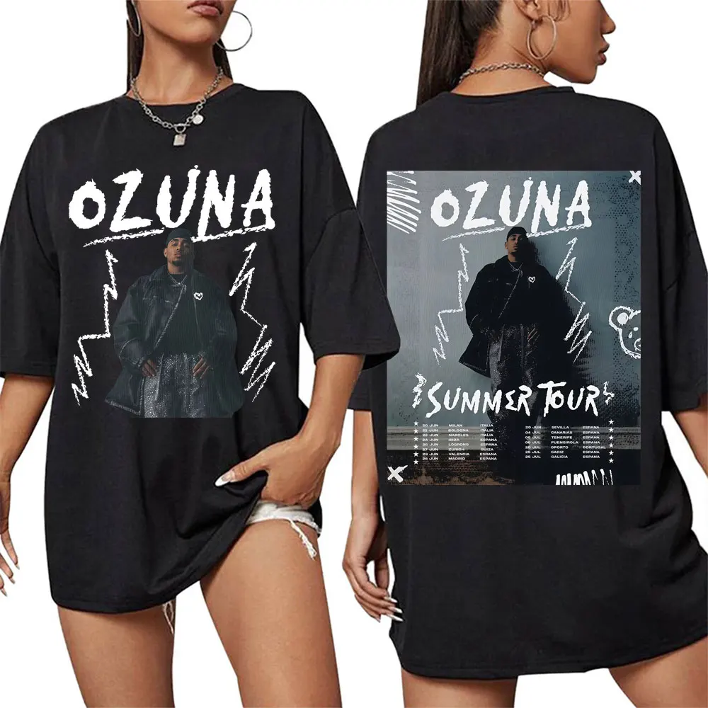 

Rapper Ozuna 2025 Summer Tour Double Sided Graphic 100% Cotton Printing T-shirts Women Fashion Gothic Vintage Oversized Y2K
