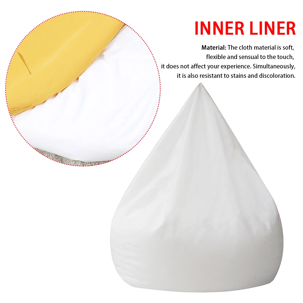 Chair Cover No Filler Inner Liner Lounger For Bean Bag White Home Solid Easy Clean Elastic Zipper Closure Lazy Sofa Living Room