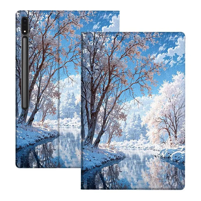 Étui pour tablette Samsung Galaxy Tab S11 S10 S9 S8 S7 S6 A11 A9 A8 A7 Lite FE Plus, paysage splendide, fleurs douces