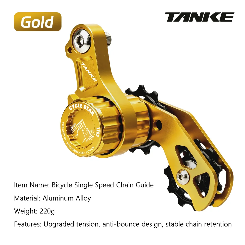 TANKE Single-Speed-Kettenspanner aus Aluminiumlegierung, Dropout-Montage, versiegelte Feder, Anti-Bounce, 20 mm verstellbar, MTB-Fahrradführung TZ02