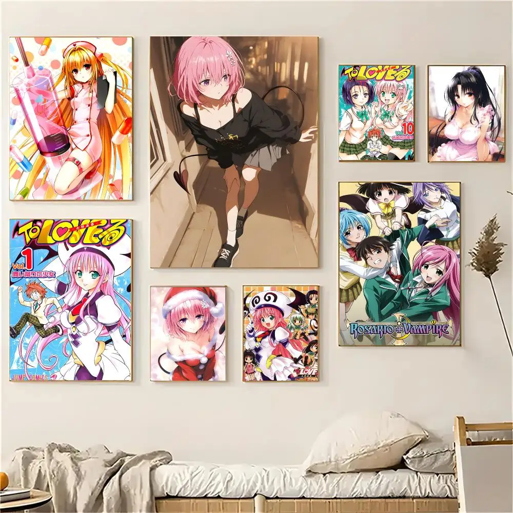 Anime T-To Love-Ru Poster Self-adhesive Decal Living Room Bedroom Party Bar Decor Moisture-proof Fade-resistant