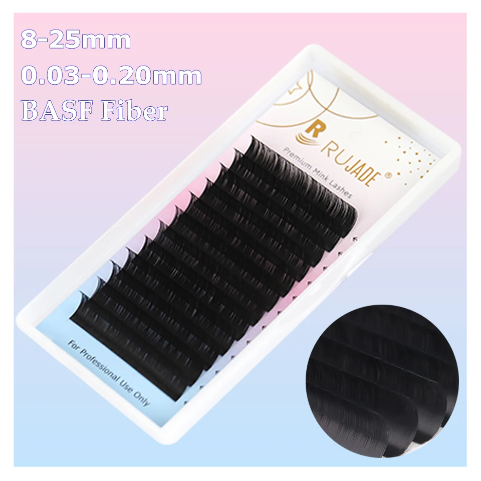 

Lashrujade 0.03-0.20mm Individual Eyelashes Extension Matte Black Soft Natural Premium Faux Mink Russian Volume Classic Lashes