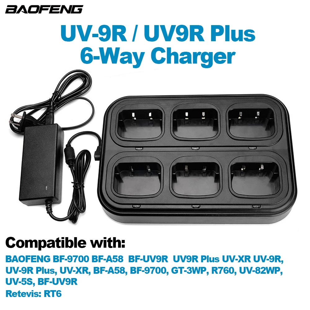 

Baofeng UV-9R Plus Multi Unit Charger 2*3 Six Way Two Way Radio Charger Station For UV9R BF-9700 BF-A58 UV-98Pro UV-S22 Charging