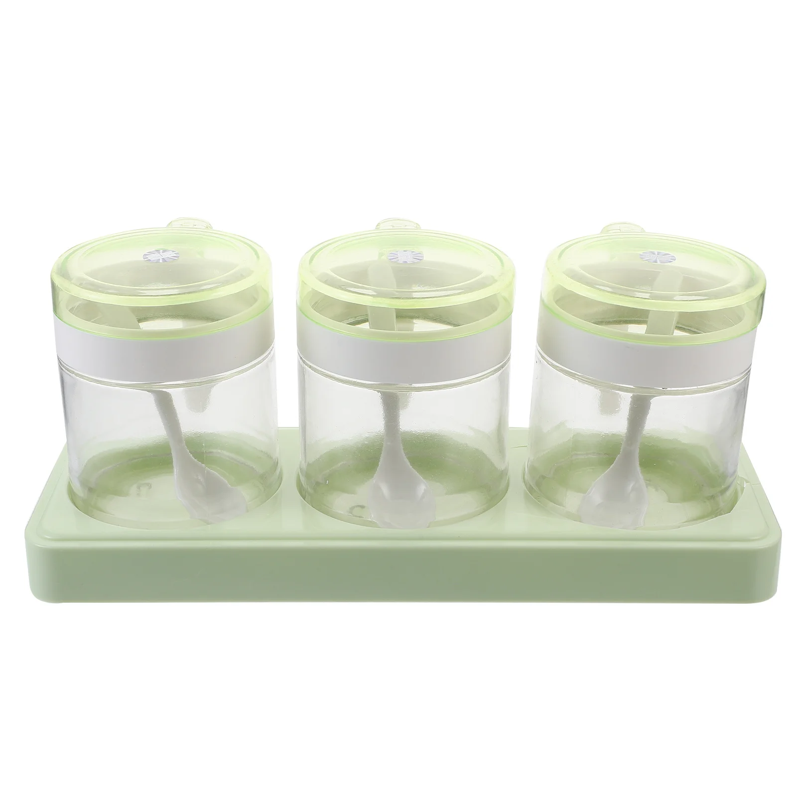 

1Set Seasoning Box Set Condiment Holder Lid Sealed Kitchen Spice Jar Salt Pepper Sugar Storage Condiment Canister