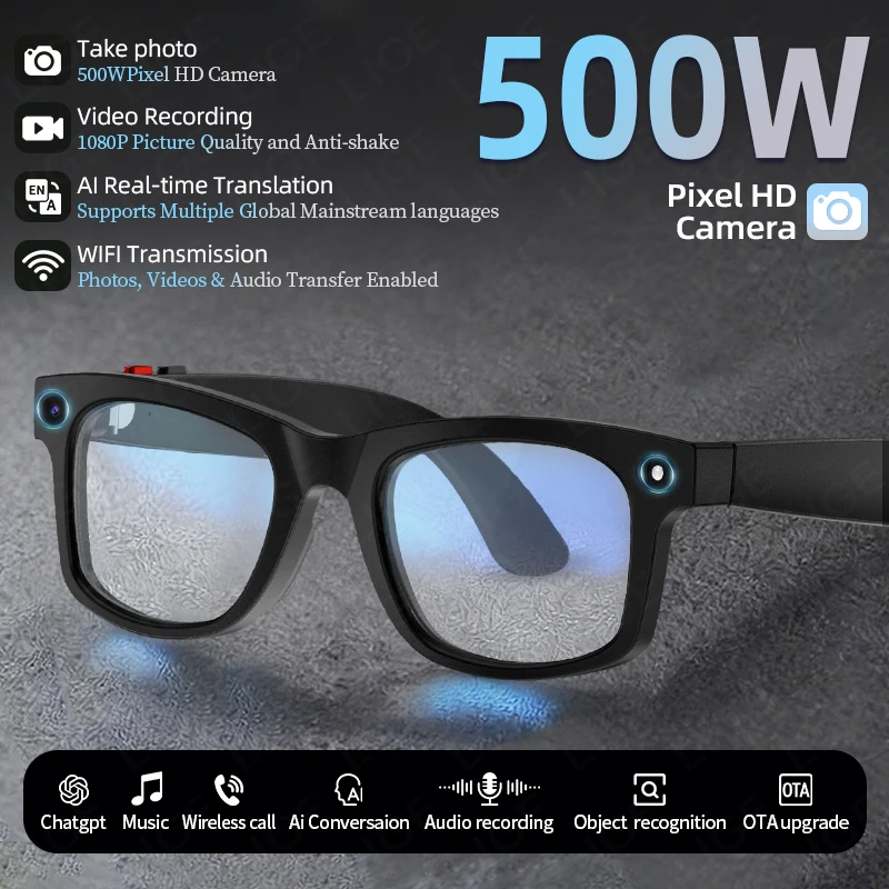 

2026 New AI Photography Video Smart Glasses Intelligent Interactive Translation Smart Sunglasses With 500W HD Camera for Glasses