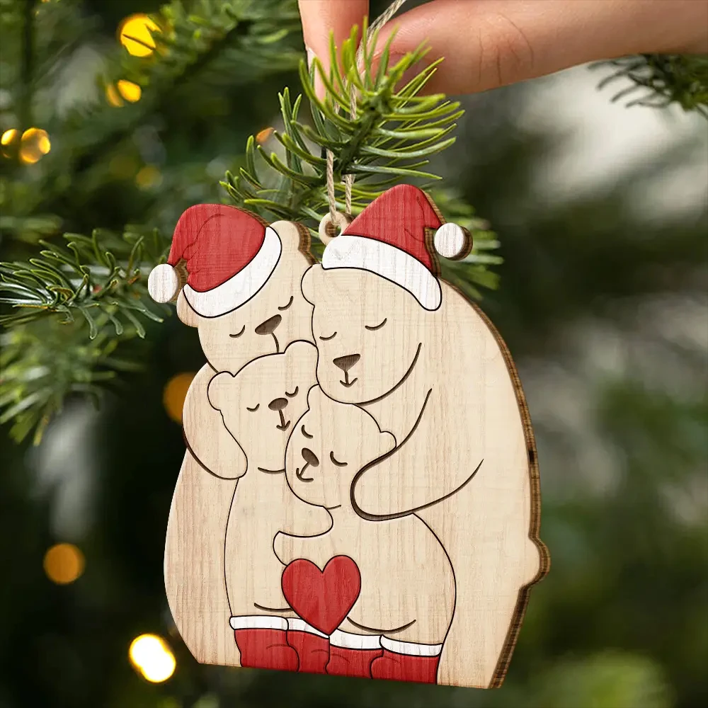 Personalized Christmas Bear Family Ornament Bear Family Puzzle Pieces Christmas Ornament Christmas Gift