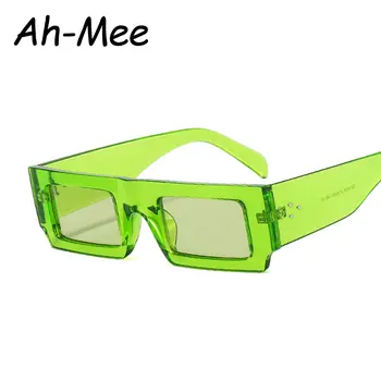 小長方形太陽眼鏡 男女 糖果綠色太陽眼鏡 品牌 Gafas 旅行太陽眼鏡 復古鉚釘復古眼鏡 8 最佳銷售 綠色眼鏡 - №8