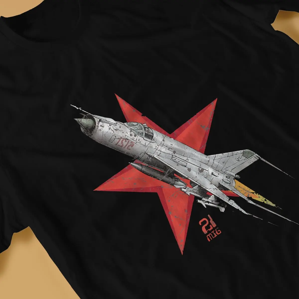 MIG 21 Vintage Soviet Fighter Aircraft Unique TShirt Russian USSR CCCP Leisure Polyester T Shirt Summer Stuff For Adult