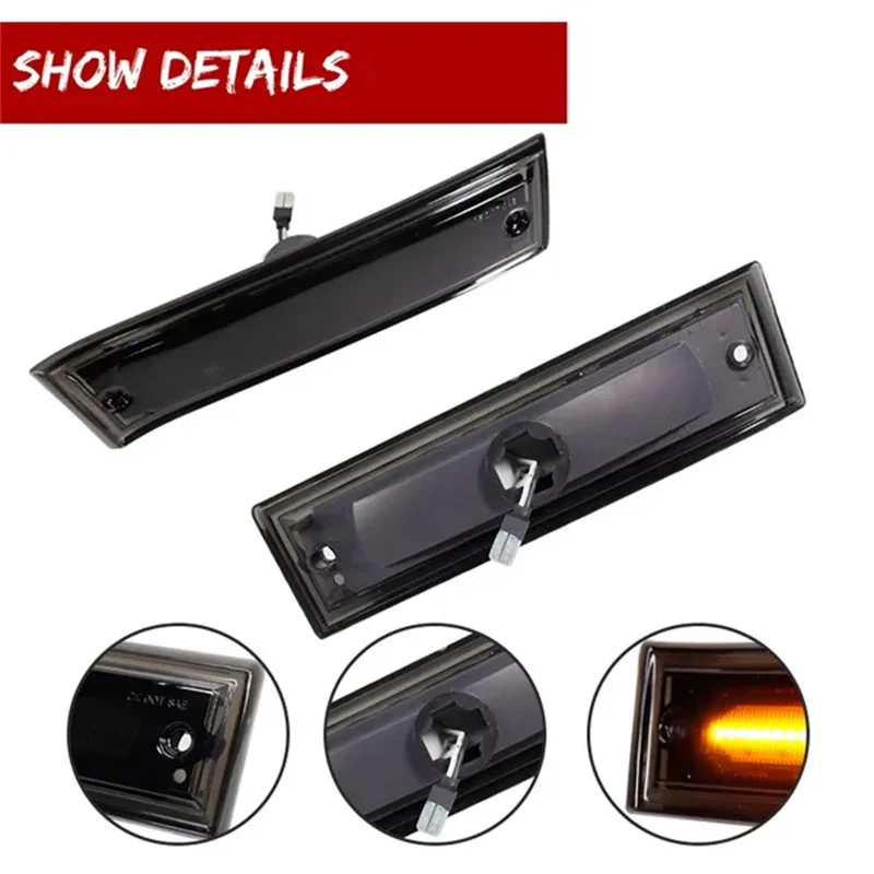 2pcs Smoked Shell Amber LED Front Side Marker Lights for Chevy Blazer Suburban C/K/R/V 10 20 30