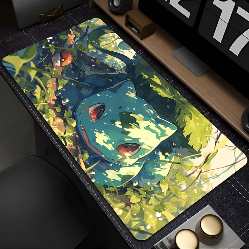 Green Desk Mat Anime B-bulbasaurs Laptop Mousepad Gamer Keyboard Rug PC Cabinet Rubber Kawaii Carpet Office Extended Mouse Pad