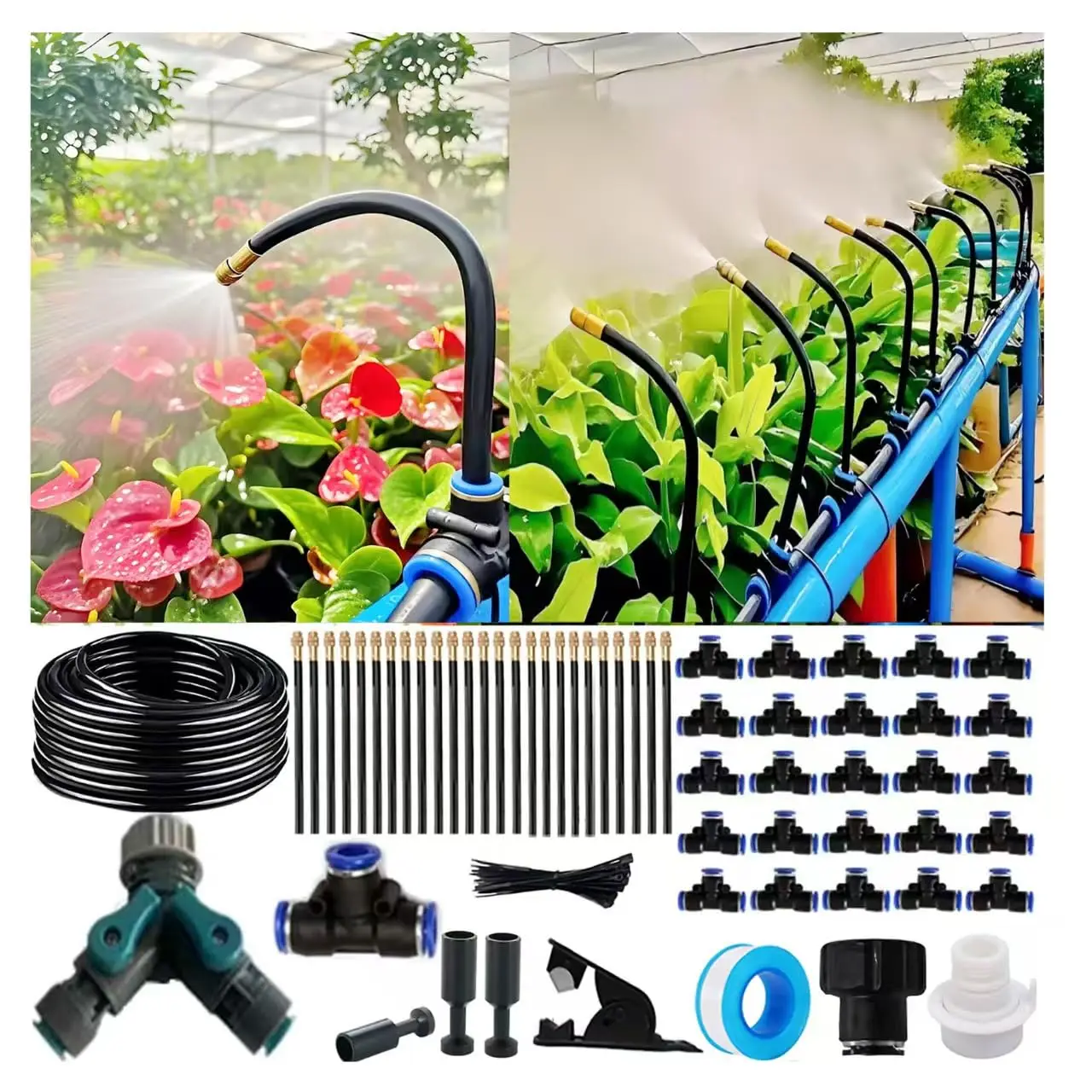 

​​Drip Irrigation Kit Automatic Watering System for Potted Plants, 360 Degree Adjustable Copper Micro Sprinklers, Quick