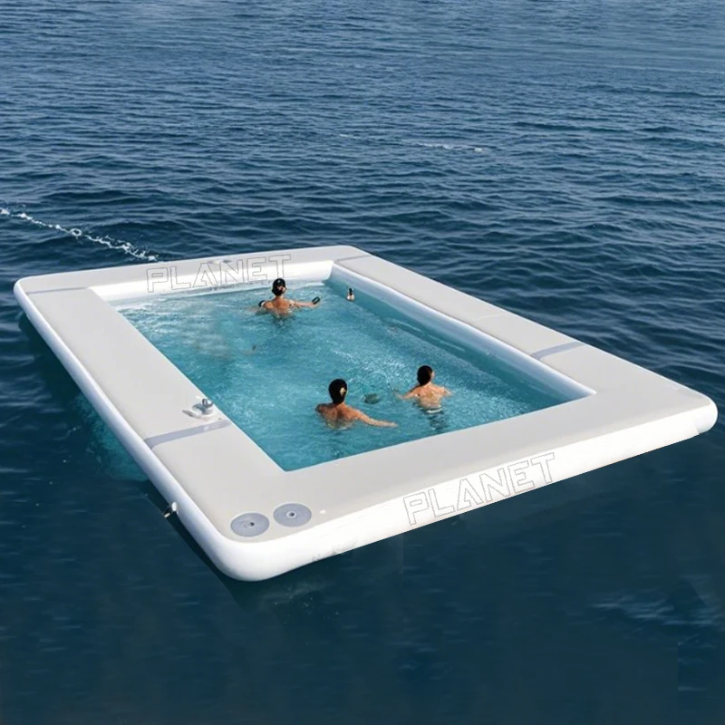 Durable Drop Stitch Por  Infla  Swimming Enclosure with Jellyfish Net for Ocean Sea Pool
