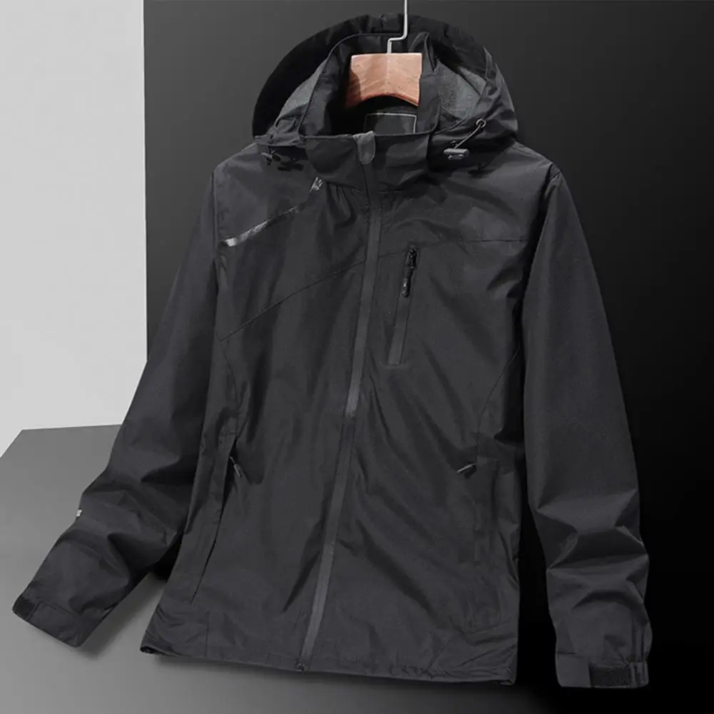 Spring Autumn Casual Jacket Men Windbreaker Outdoor Waterproof Windproof Hooded Windbreaker Sports Coat Travel Camping Jacket