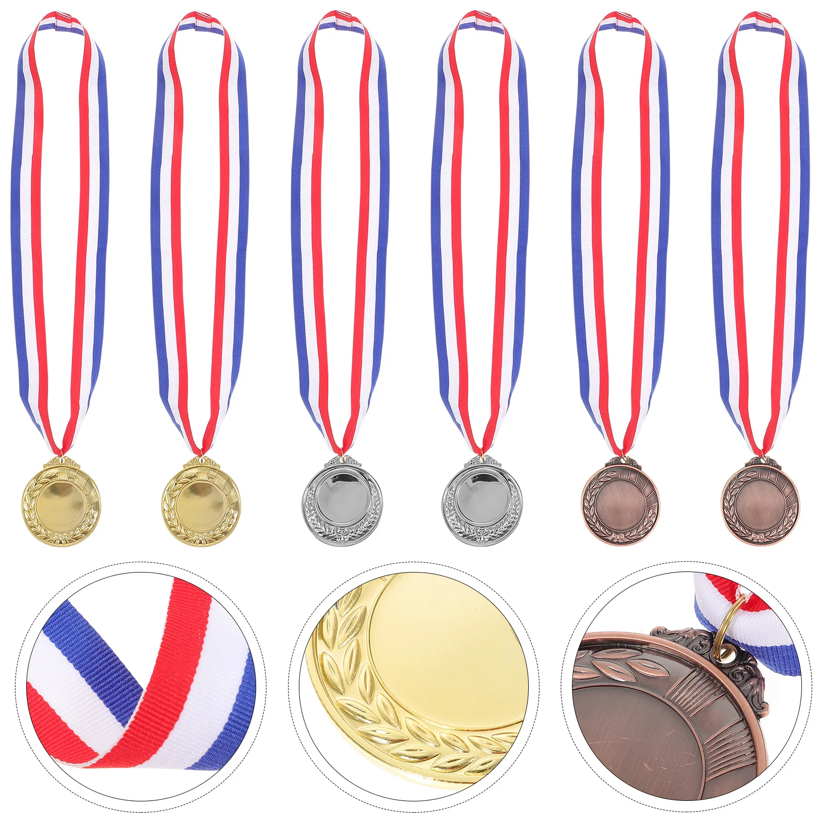 6 個の競技メダル ゴールデン シルバー ブロンズ ポータブル 絶妙なメダル スポーツイベント用 賞メダル メタル賞メダル