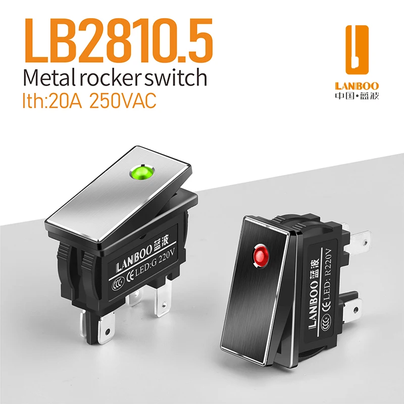 Lanboo 2810.5 Serie 16Amp Hoge Stroom Rocker Switch On-Off 2 Positie 4Pin KCD3 Serie Met Licht Schakelaar 12V24V