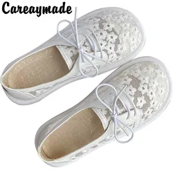 Careaymade-lace mesh scarpe da pescatore sandali letterari scarpe a rete scarpe da spiaggia estive testa tonda scarpe singole da donna comode