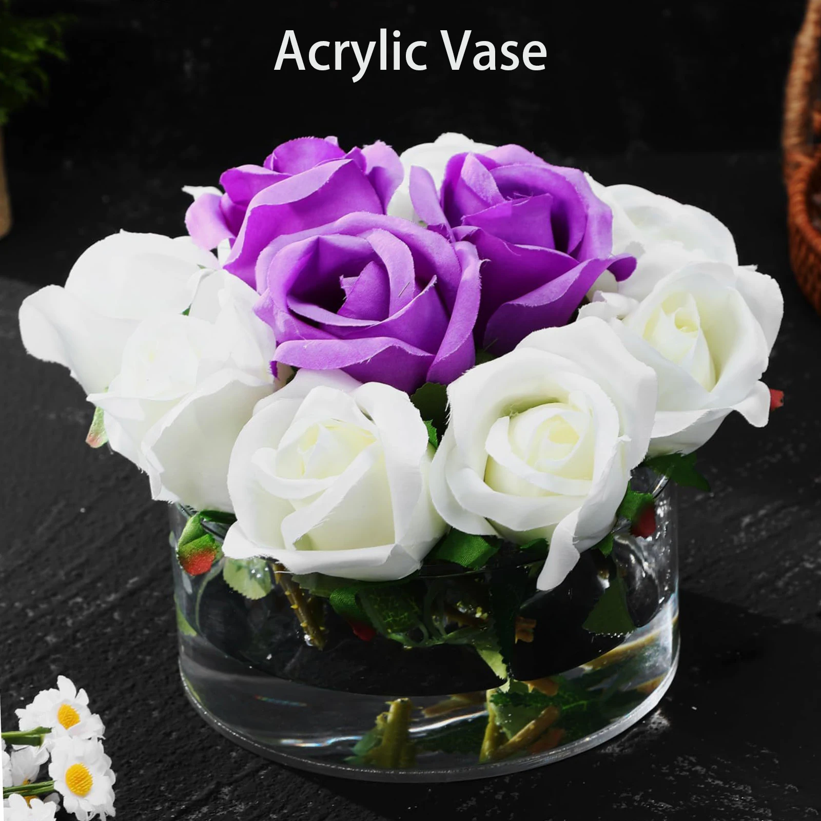 1pc Clear Round Acrylic Flower Vase 12 Holes Centerpiece Vases Multifunctional desktop decoration home decor for birthday party