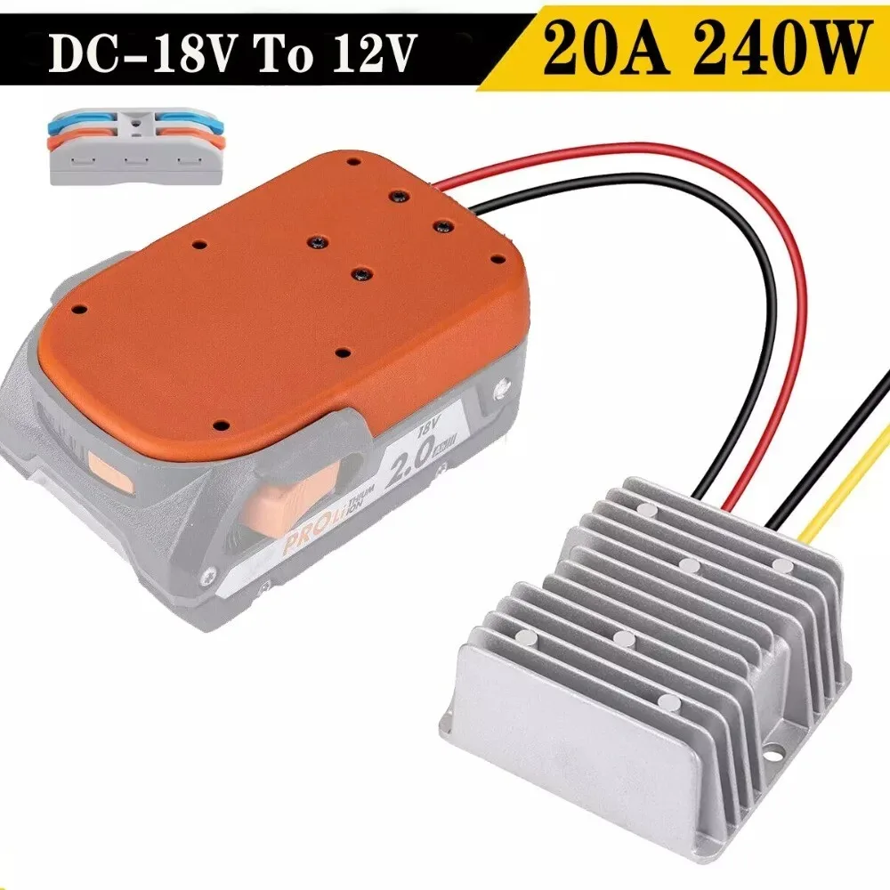 

Converter Adapter For Ridgid DC 18V to DC 12V 20A 240W Step Down DIY Adapter Automatic Buck Boost Voltage Regulator