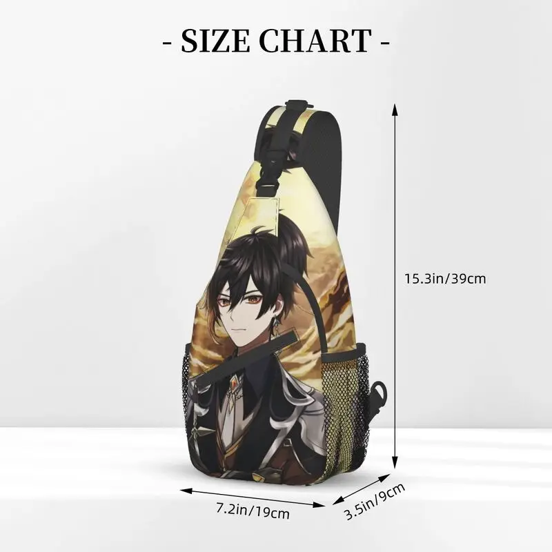 Zhongli Genshin Impact Sling Bags para viajar para hombres, Anime Game, mochila cruzada en el pecho, mochila de hombro, mochila de día