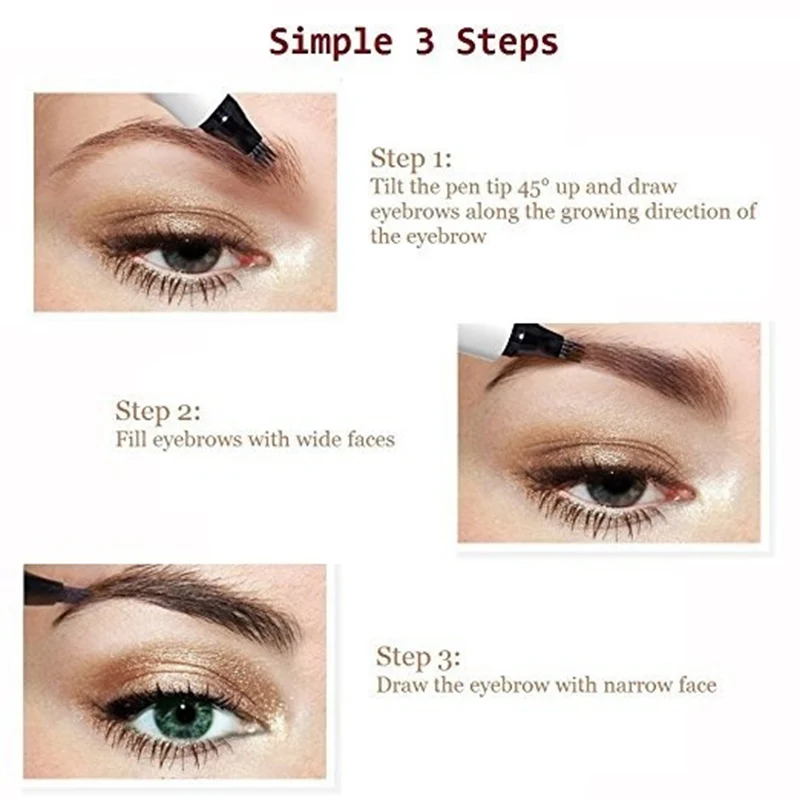 3PCS/ lot or 2pcs/lot  5 Colors Eyebrow Tattoo Pen Waterproof 4 Points Eyebrow Pen Long Lasting Liquid Brow Pencil