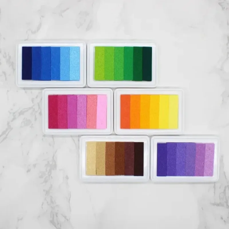 1 Pc DIY Six-color Gradient Stamp Pad Finger Print Painting Seal Ink Pad