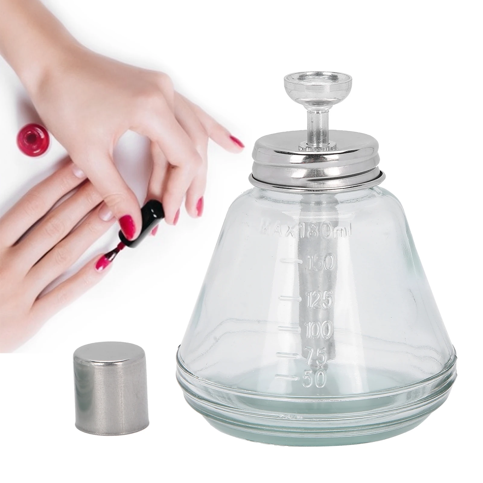 Press Pump Dispenser Press Type Liquid Pump Dispenser Nail Polish Remover Refillable Bottle 180ml (Aluminum ) Pump Dispenser