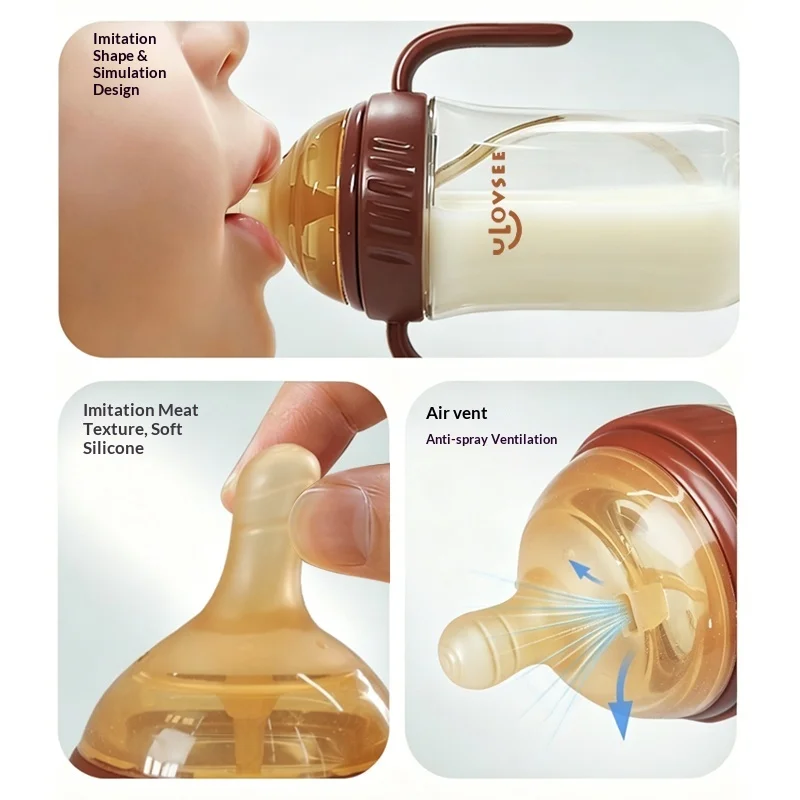 2026 New PPSU Baby Bottle with Dual Nipples Straw & Spout Gravity Ball Wide Neck Leakproof Toddler Cup view 4