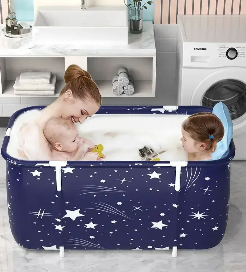 120CM Bathtubs Folding Bath Bucket Thicken Shower Barrel  Adult IceTub Baby Swimming Pool Insulation Family Bathroom SPA Tub