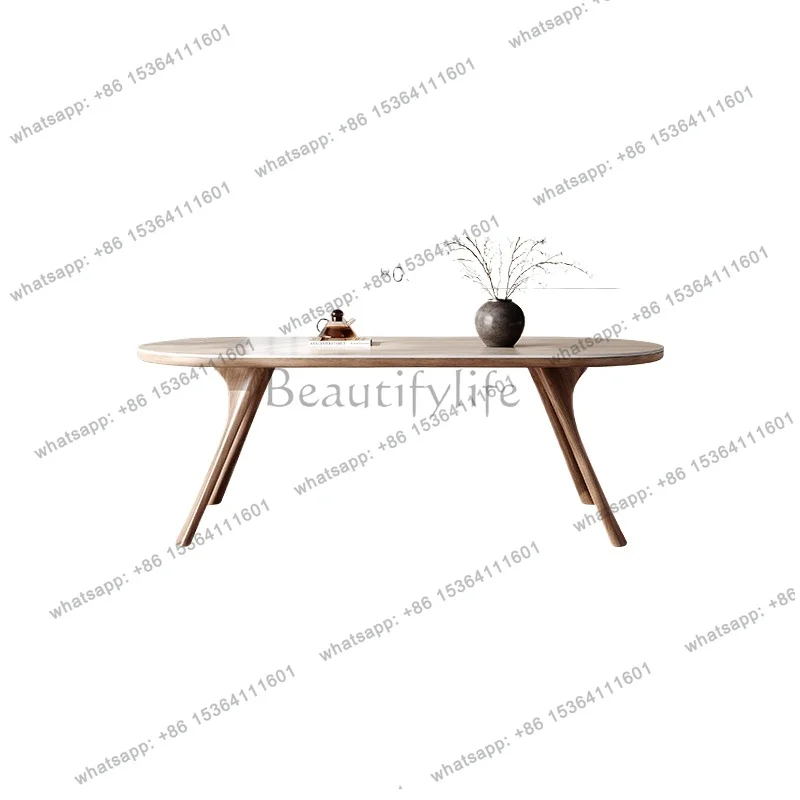Solid wood dining table, home modern, minimalist, high-end small apartment, vintage cave stone sintered stone dining table