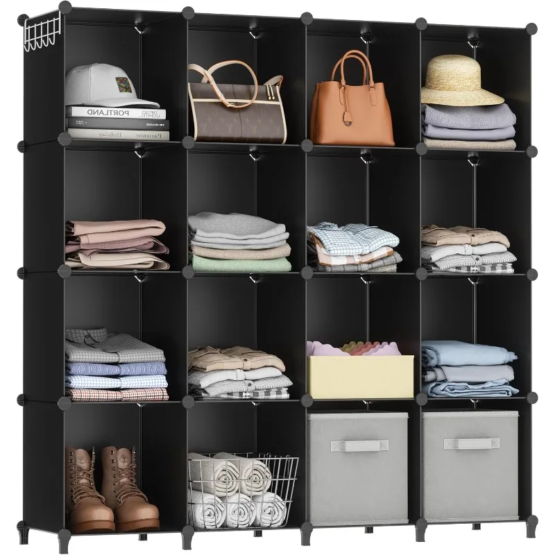 Cube Storage Organizer 16-Cube Storage Shelf, Closet Organizer for Clothes, Closet Organizers and Storage,DIY Modular Bo