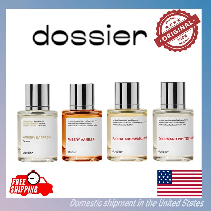 50ML Dossier Ambery azafrán Ambery vainilla Floral malvavisco Gourmand White Flowe árabe Perfume para mujer regalo de cumpleaños
