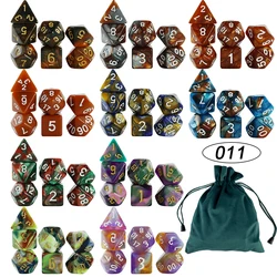 10 Sets(70pcs) Polyhedral Dice with Velvet Bag for DND RPG Board Game  Multi Sides Dice Set D20 D12 D10 D8 D6 D4