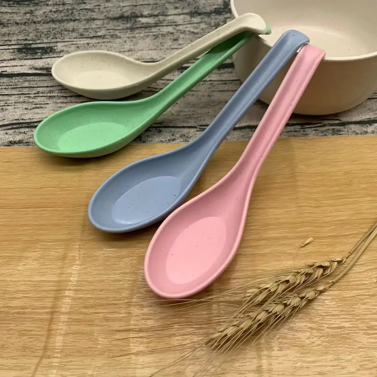 Wheat Straw Dinnerware Soup Spoons Japanese Rice Sauces Soup Spoon Creative Multi-color Tableware Hotel Restaurant Small Spoon