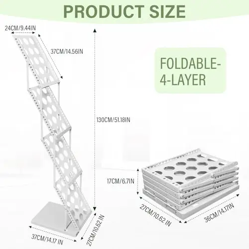

White 4-Layer Collapsible Literature Organizer With Carry Bag For Office, Exhibitions And Trade Events