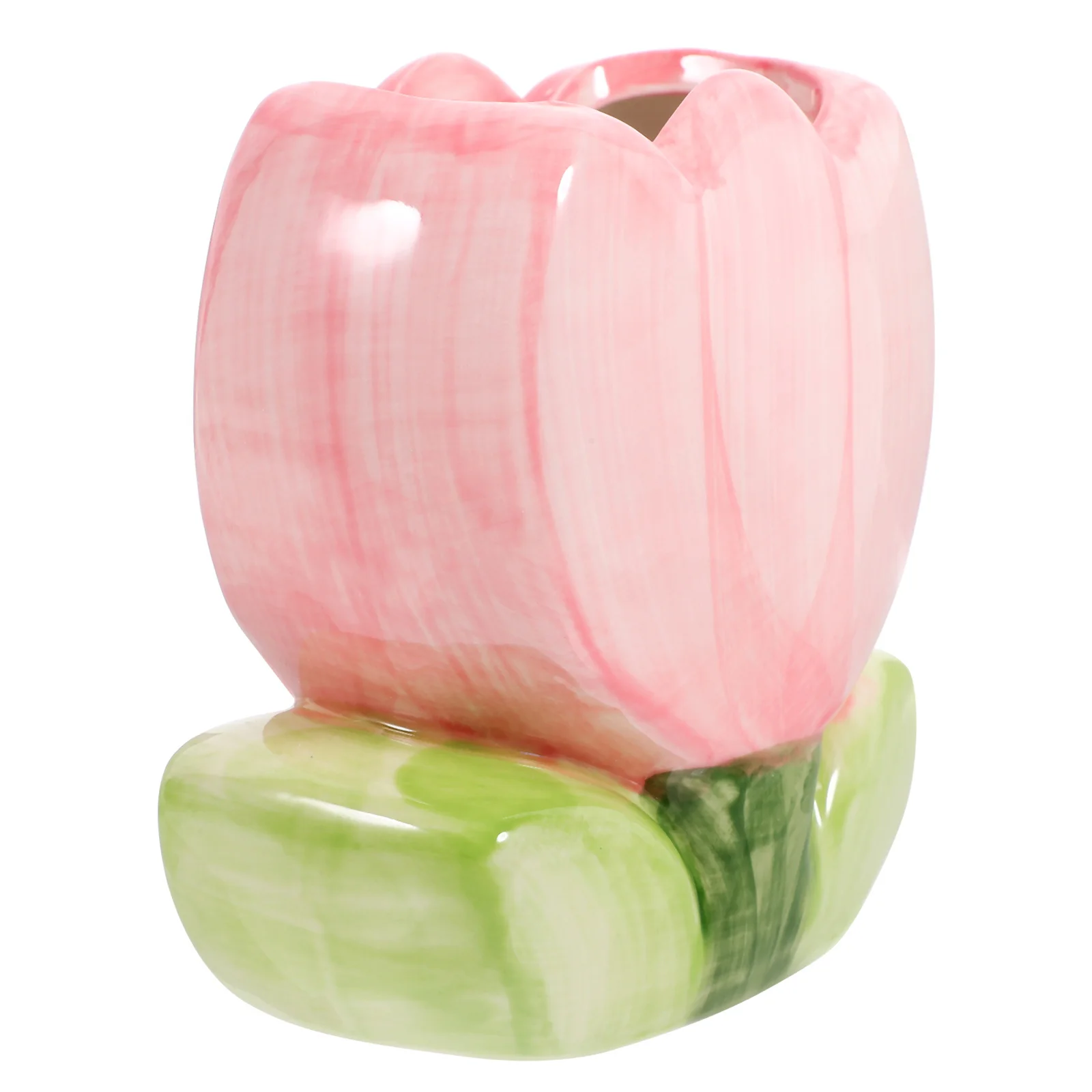 

Fashionable Tulip-Shaped Ceramic Pen Holder Sturdy Crack Resistant Desk Organizer for Pens Pencils Rulers Scissors Stationery