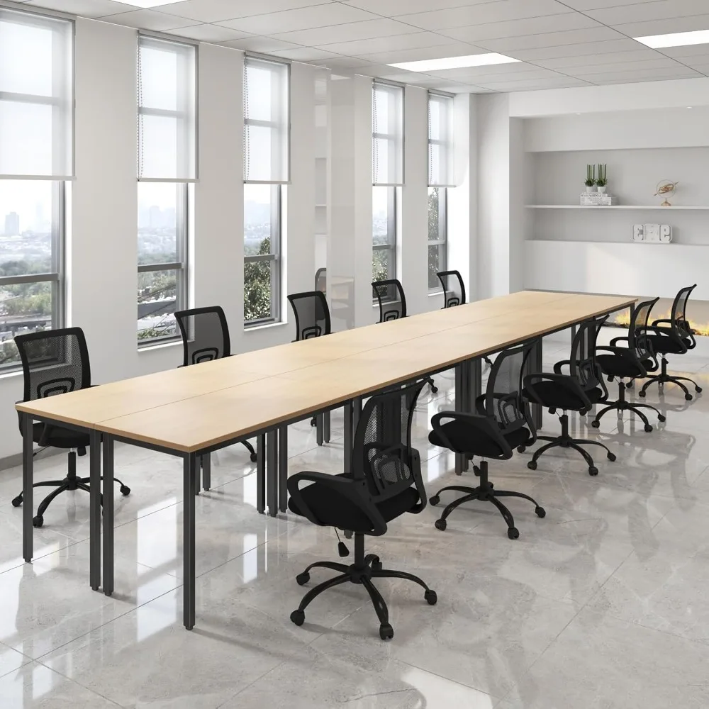 Conference Tables 20 ft for Meeting Room Study Writing Podcast Table for 24 People Modern Natural ,10PCS ,236.2"x47.2"x29.5"