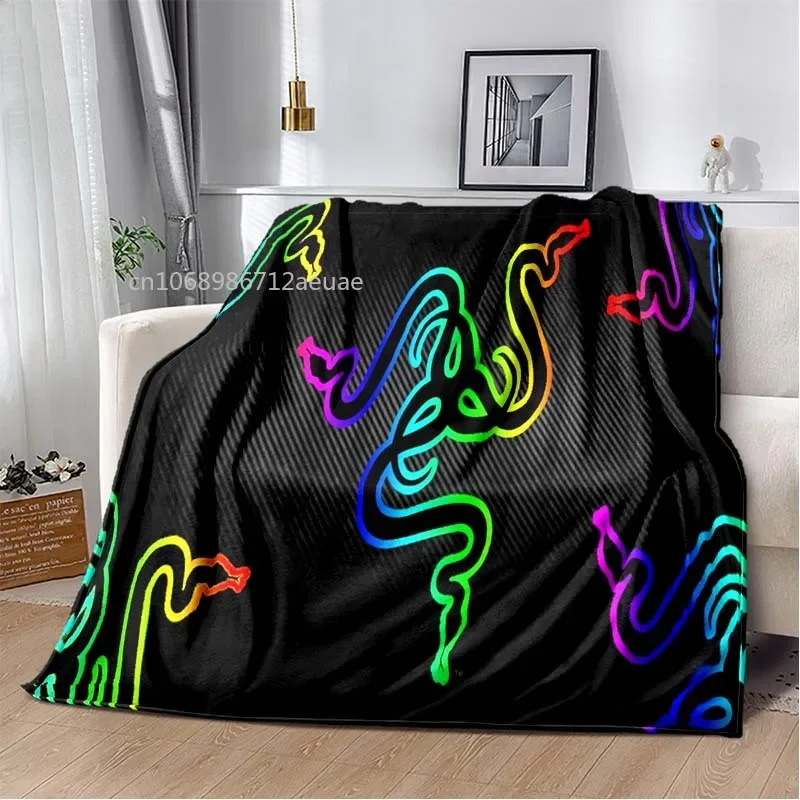 Game Razer Flannel Blanket Logo Printed Blanket for Game Lover Soft Comfortable Home Travel Bed Plush Birthday Gift