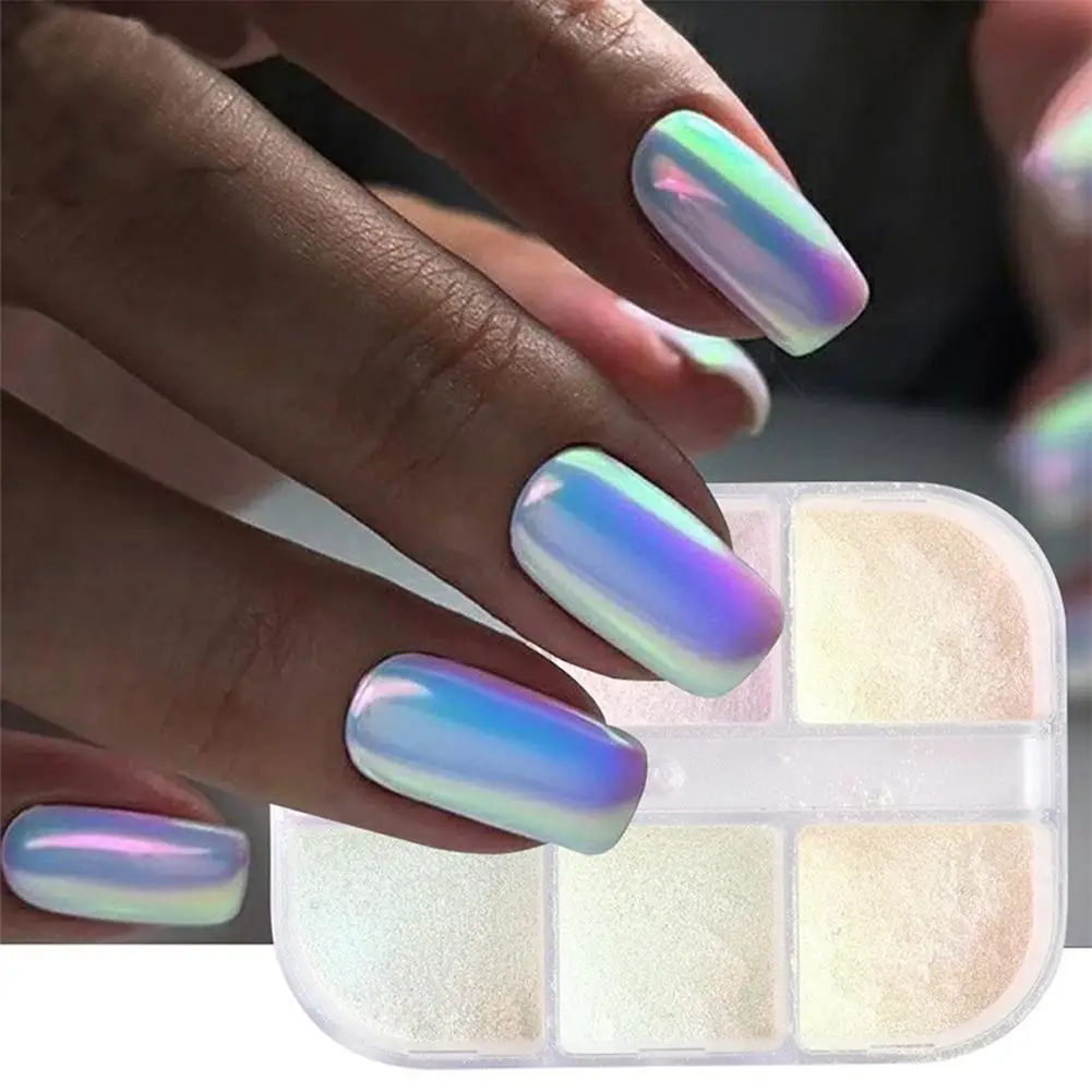 Nail Art Glitter Powder Aurora Magic Mirror Moonlight Powder Ice Shell polvere trasparente fata Nail Nail Symphony Art A3M8