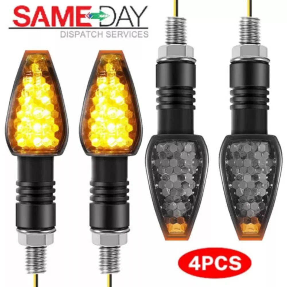 4Pcs LED Motorcycle Motorbike Turn Signal Indicators Light Lamp Amber Universal