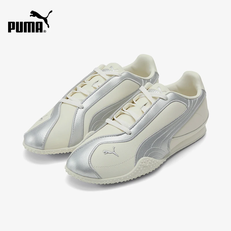 Puma genuine BellaV2 top layer cowhide women's silver light white retro sports shoes 404043-02