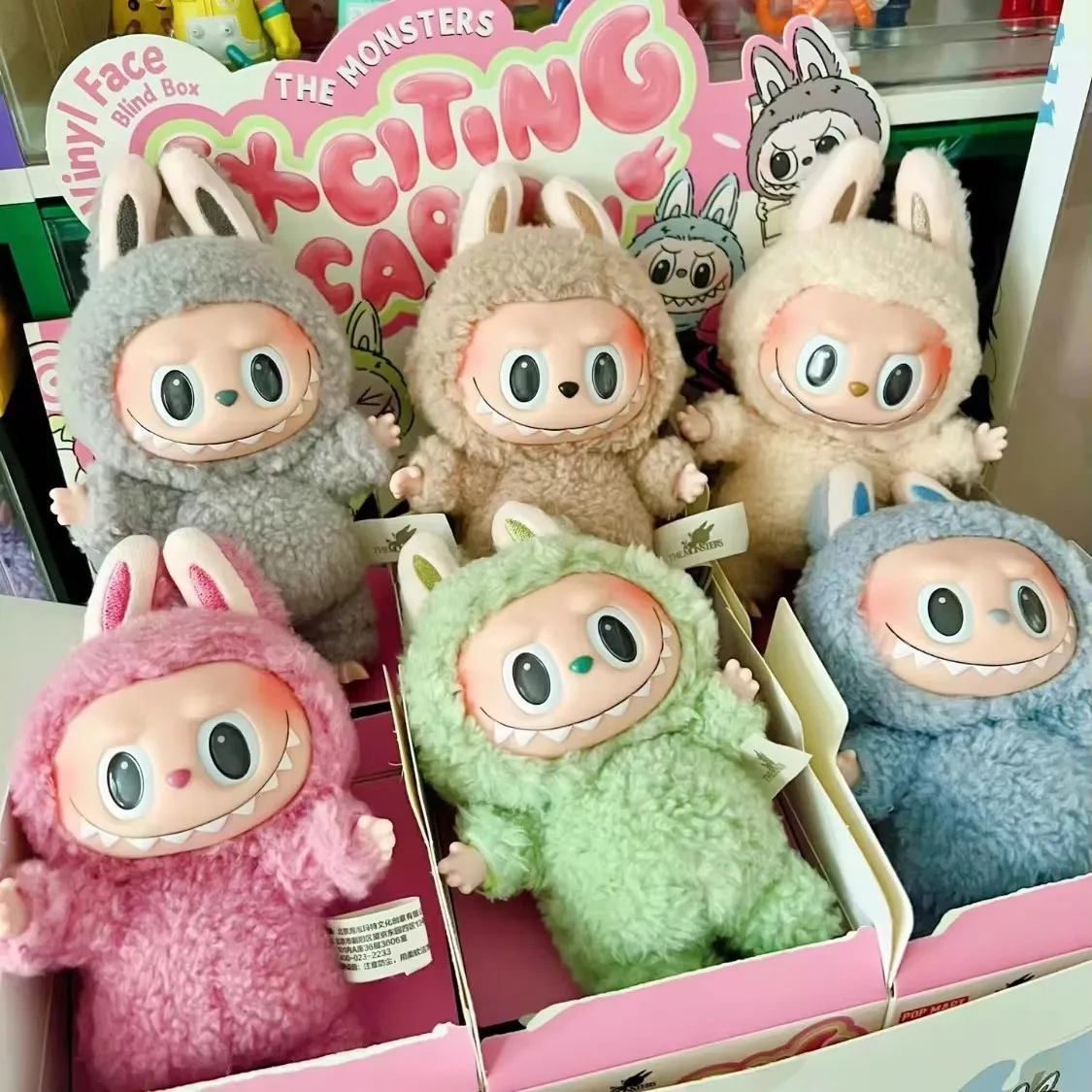 Labubu The Monsters Vinyl Face Doll Heart-Moving Macaron Doll Blind Box borsa cieca figura borsa per indovinare cina Replica di alta qualitร
